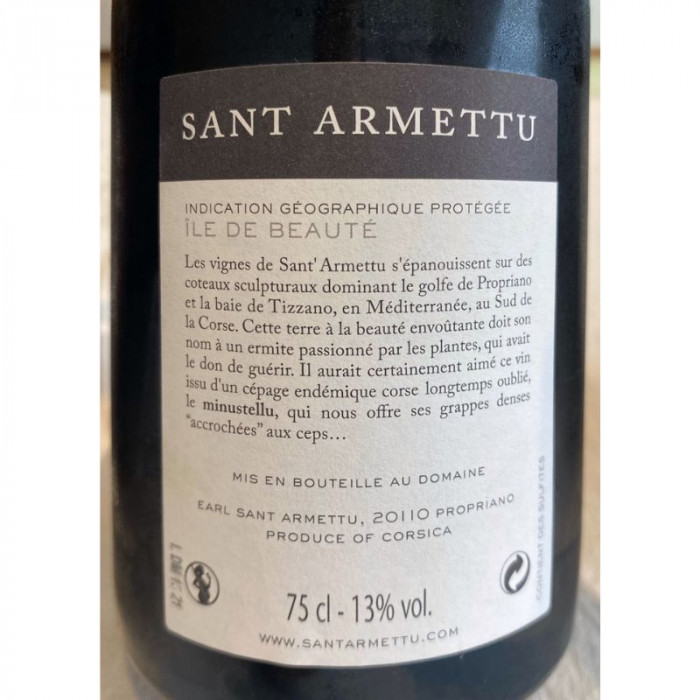 Domaine Sant Armettu Sartene "L'Ermite" rouge 2020 étiquette