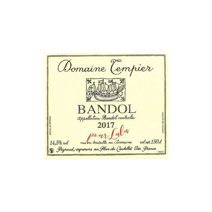 Domaine Tempier Bandol rouge 2017 etiquette
