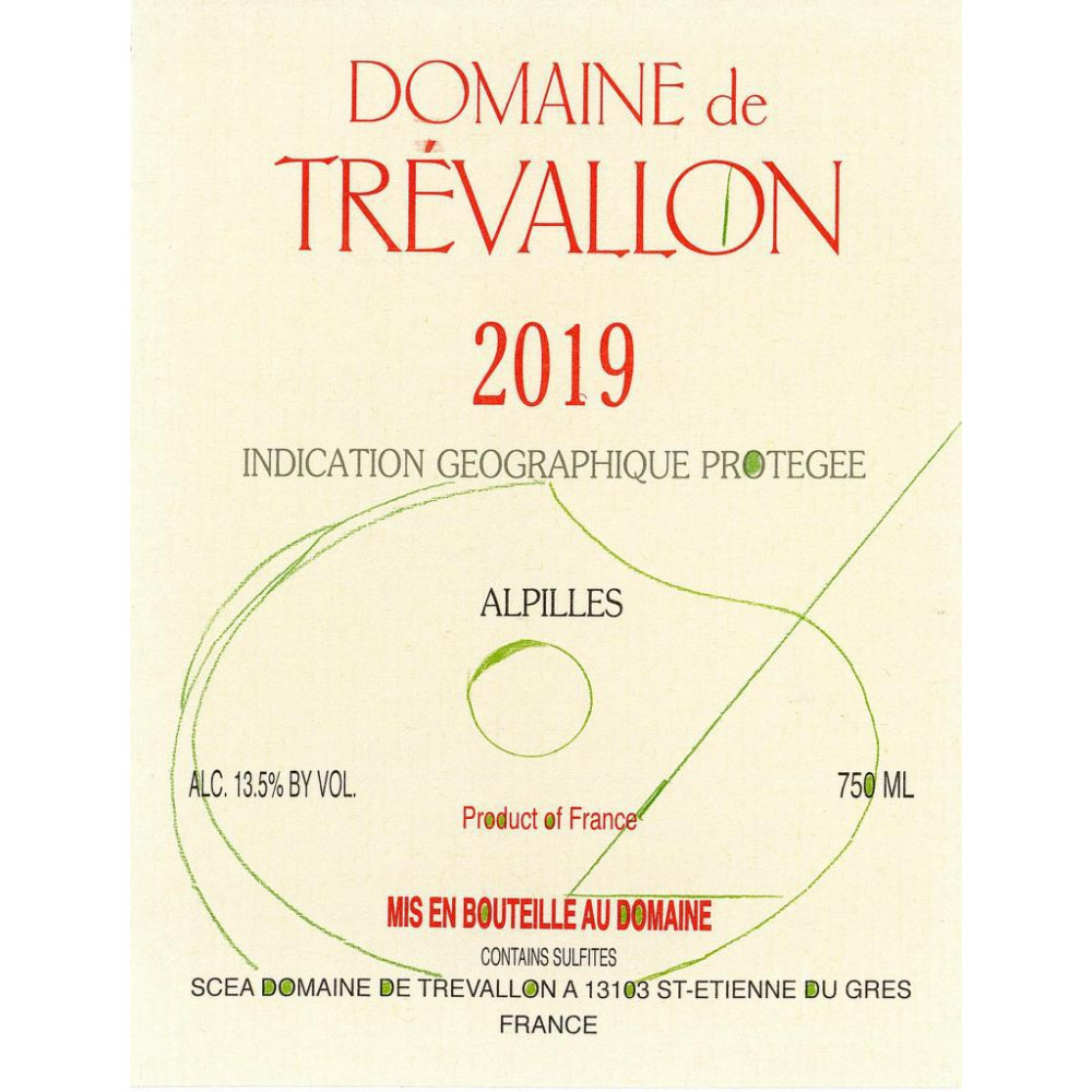Domaine de Trévallon rouge 2019 etiquette