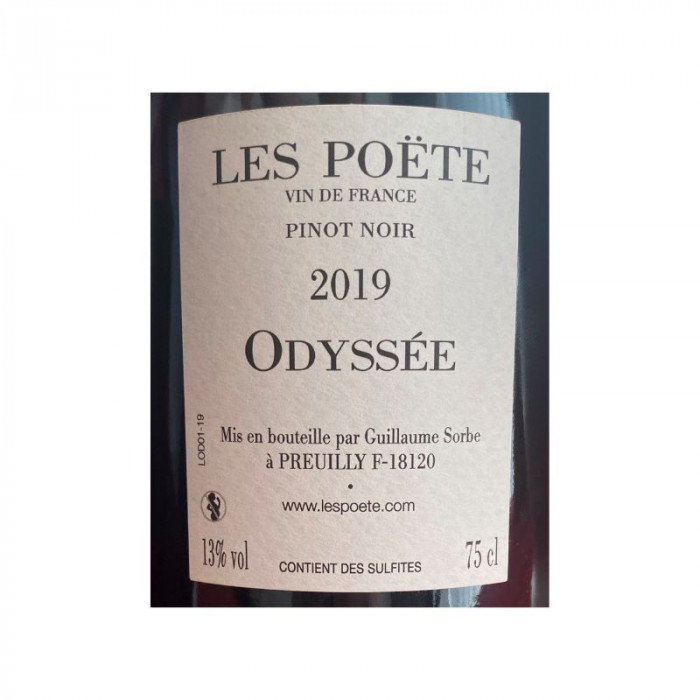 Domaine Les Poëte "Odyssée" (pinot noir) rouge 2019 contre étiquette