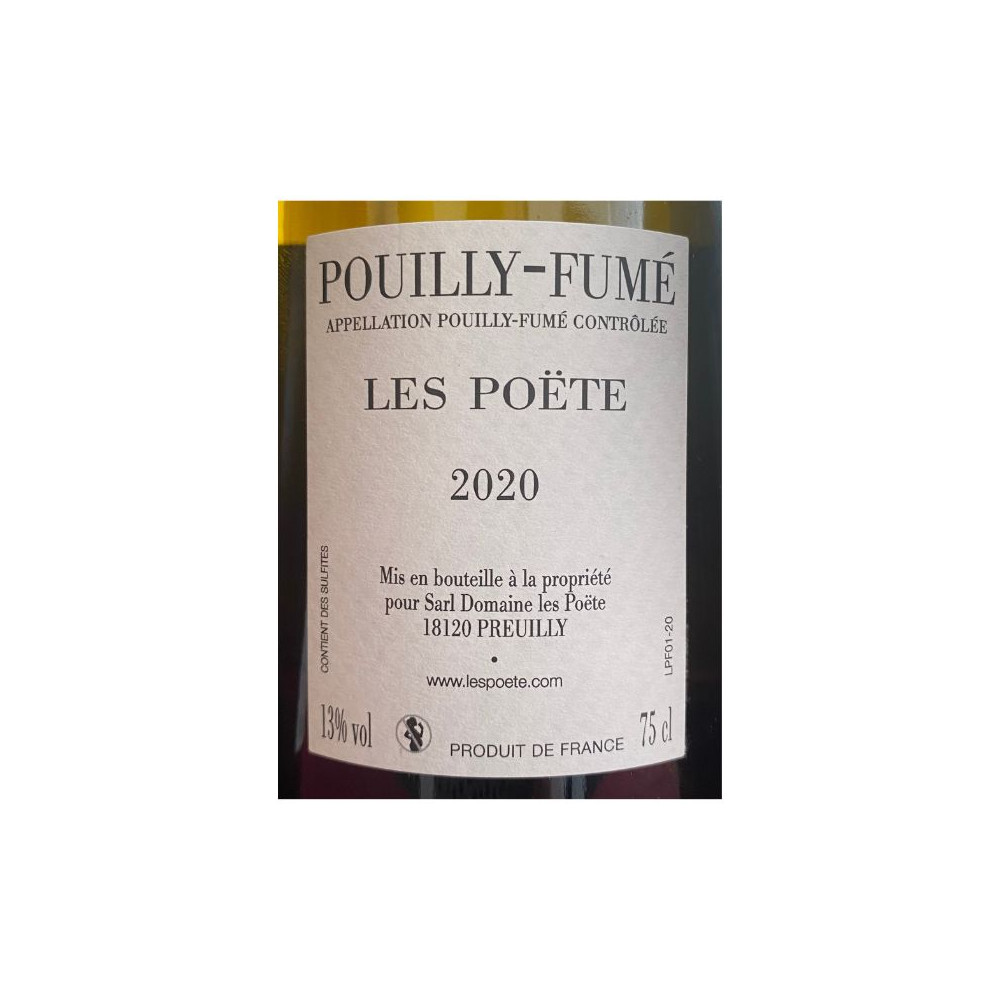 Domaine Les Poëte Pouilly-Fumé (sauvignon) blanc sec 2020 contre étiquette