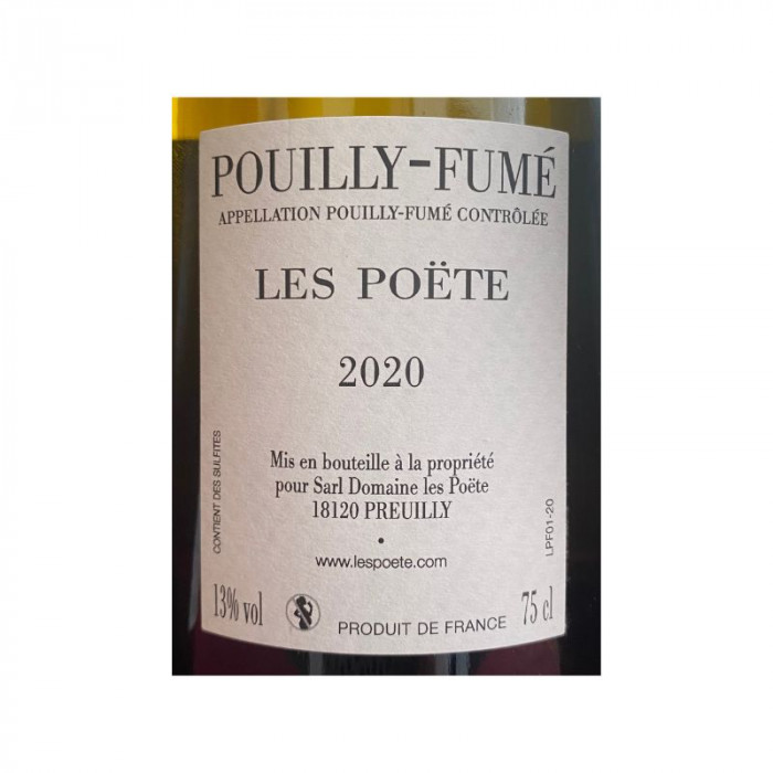 Domaine Les Poëte Pouilly-Fumé (sauvignon) blanc sec 2020 contre étiquette