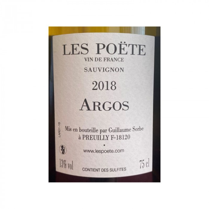 Domaine Les Poëte "Argos" (sauvignon) blanc sec 2018 contre étiquette