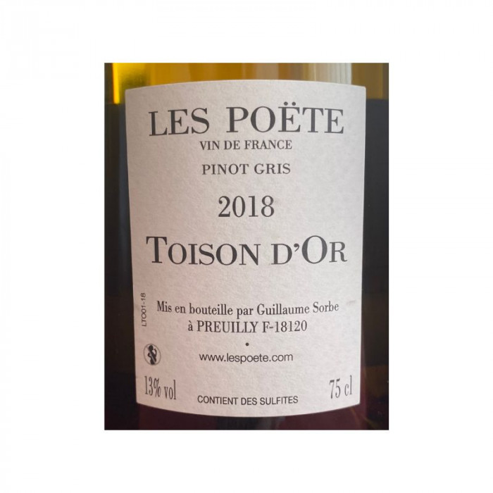 Domaine Les Poëte "Toison d'Or" (pinot gris) blanc sec 2018 contre étiquette