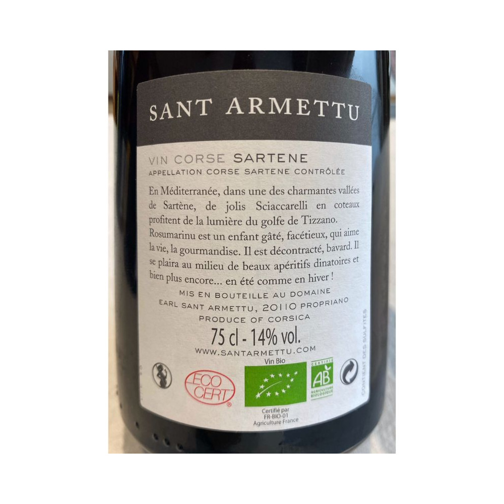 Domaine Sant Armettu Sartene "rosumarinu" rouge 2021