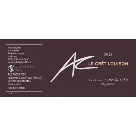 Domaine Aurélien Chatagnier "Le Crêt Louison" rouge 2013 (75 cl)