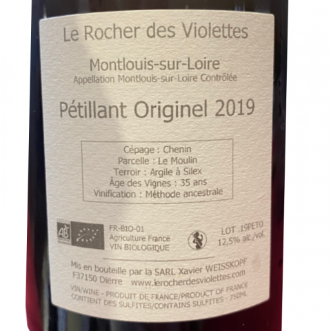 Le Rocher des Violettes Montlouis "Pétillant originel " 2019 bottle