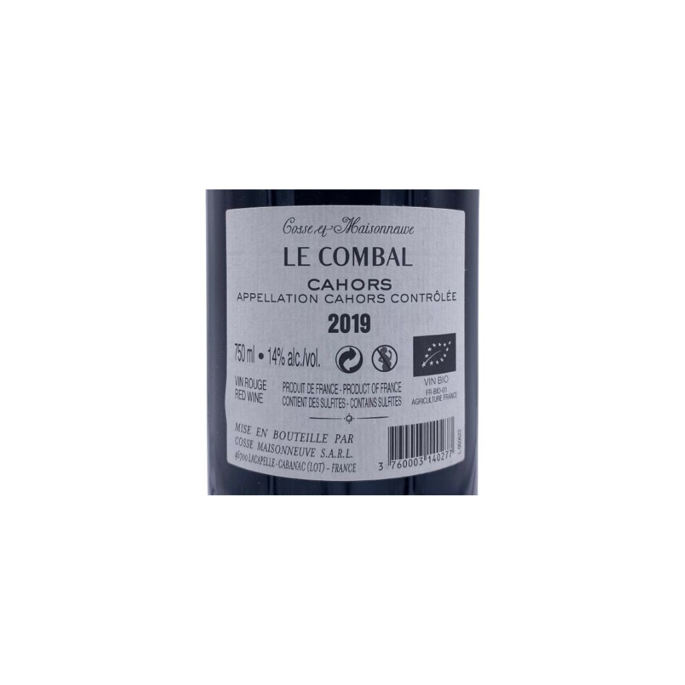 Domaine Cosse-Maisonneuve Cahors "Le Combal" rouge 2019 étiquette