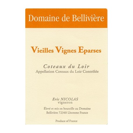 Domaine de Belliviere Vieilles Vignes Eparses blanc sec 2019 etiquette