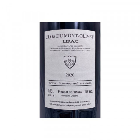 Clos du Mont-Olivet Lirac rouge 2020 bouteille