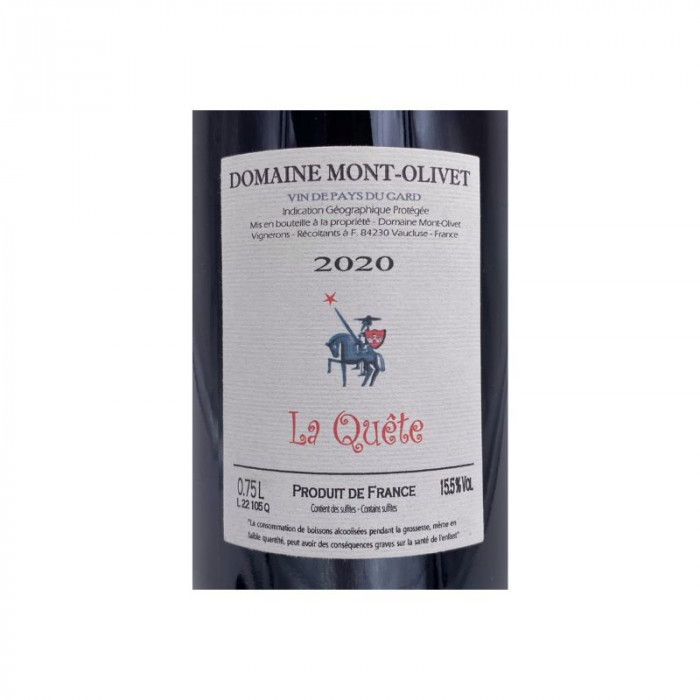 Clos du Mont-Olivet IGP "La Quête" (cinsault) rouge 2020 étiquette
