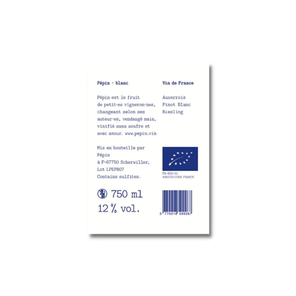 "Pépin" blanc sec etiquette