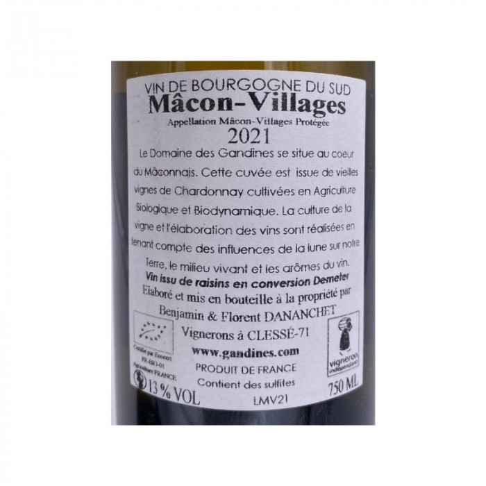 Domaine des Gandines Mâcon Villages blanc sec 2021
