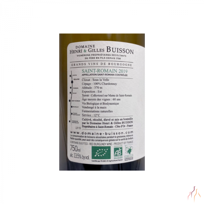 Domaine Henri et Gilles Buisson Saint-Romain "Sous la Velle" dry white 2019