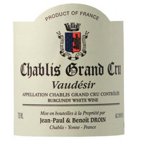 Domaine J-P et B Droin Chablis Grand Cru "Vaudésir" blanc sec 2021 bouteille 2