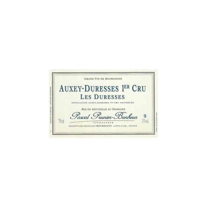 Domaine Prunier-Bonheur Auxey Duresses 1er Cru "Les Duresses" rouge 2019 etiquette