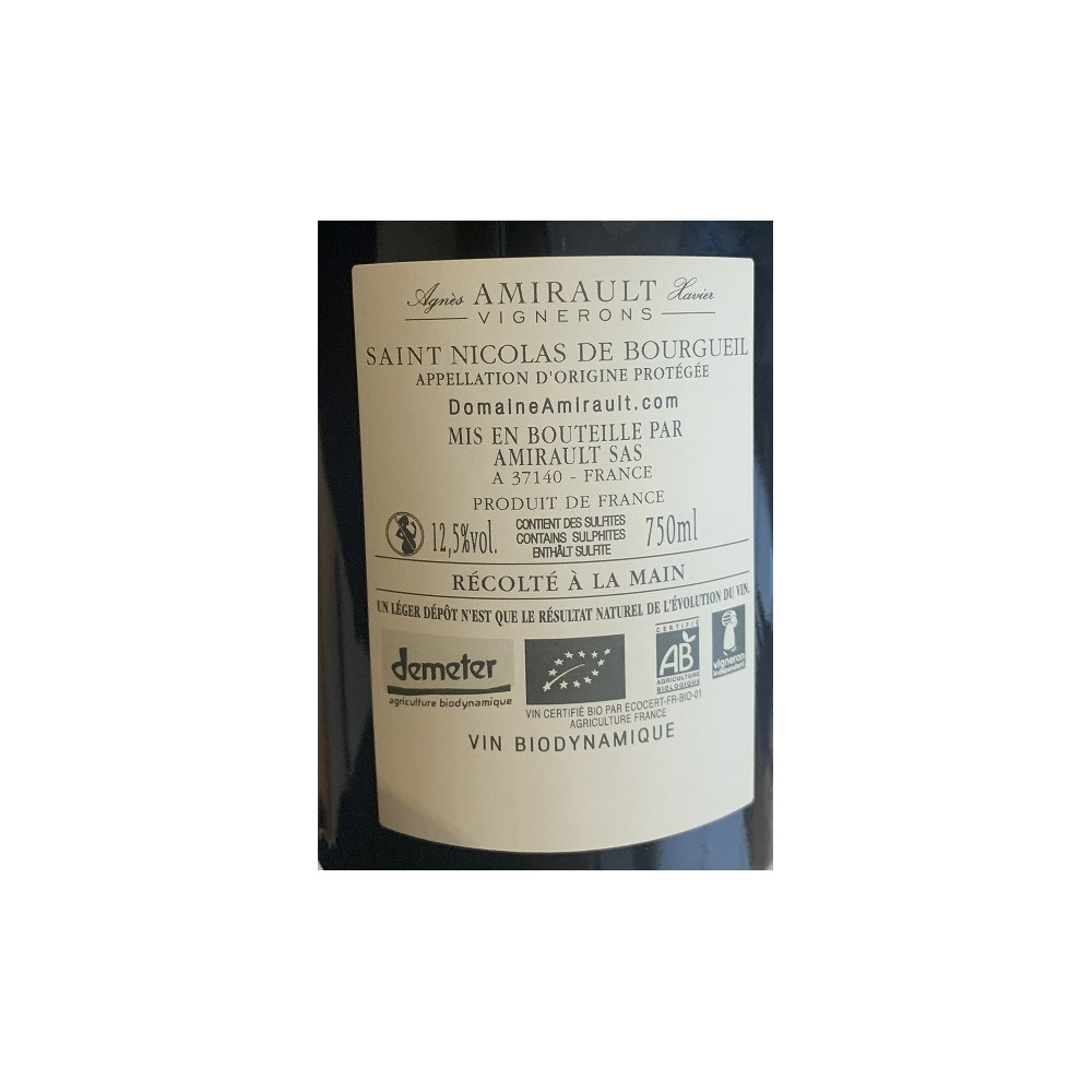 Clos des Quarterons Saint-Nicolas de Bourgueil "Le Fondis" rouge 2019 contre etiquette