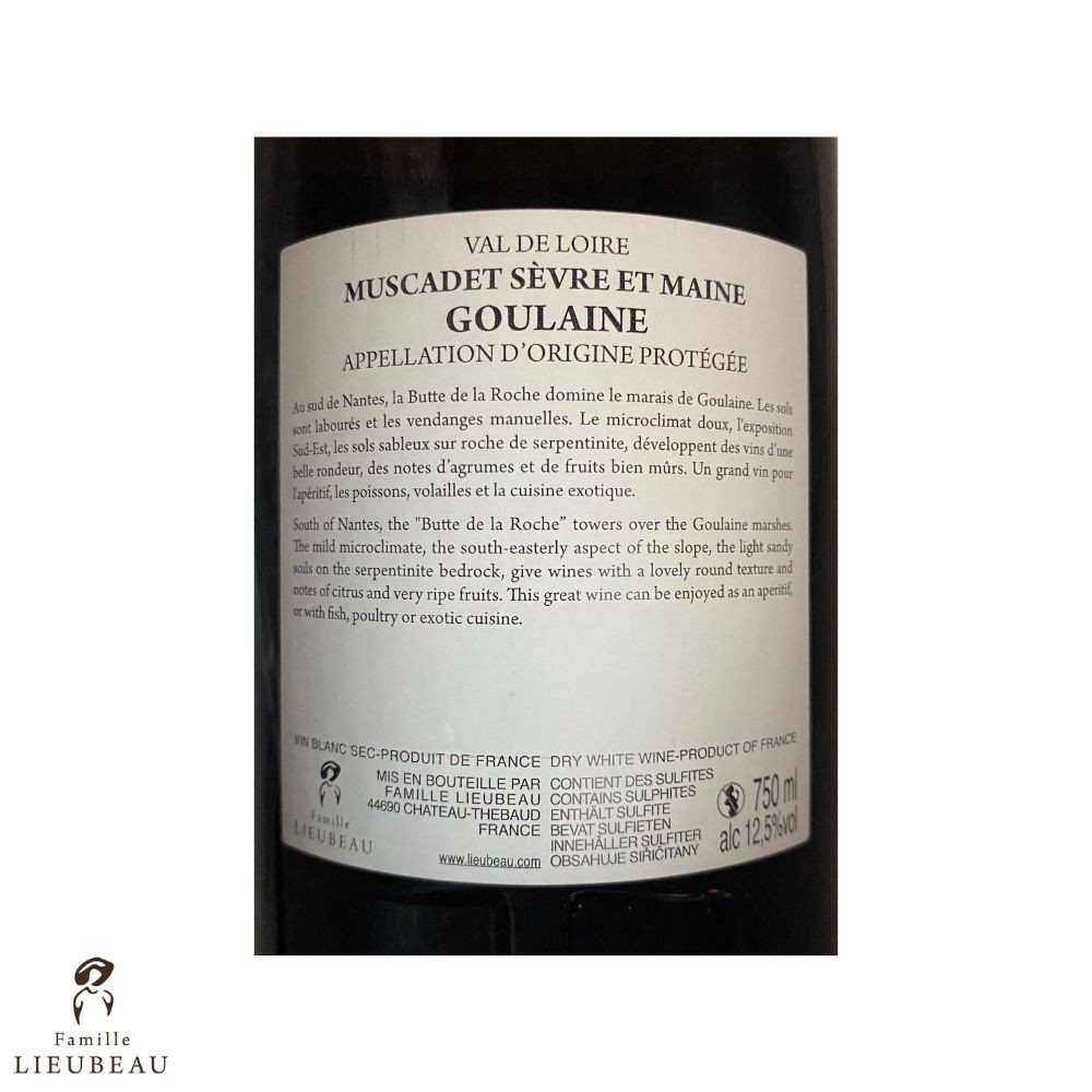 Famille Lieubeau Cru de Muscadet de Sèvre et Maine "Goulaine" blanc sec 2018 contre étiquette