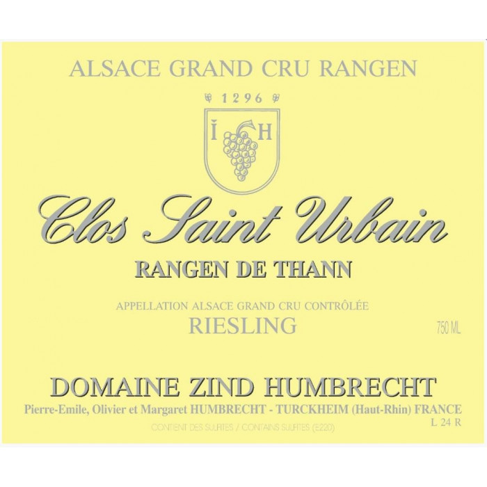 Domaine Zind-Humbrecht Riesling "Clos Saint Urbain Rangen de Thann" blanc sec 2021 etiquette