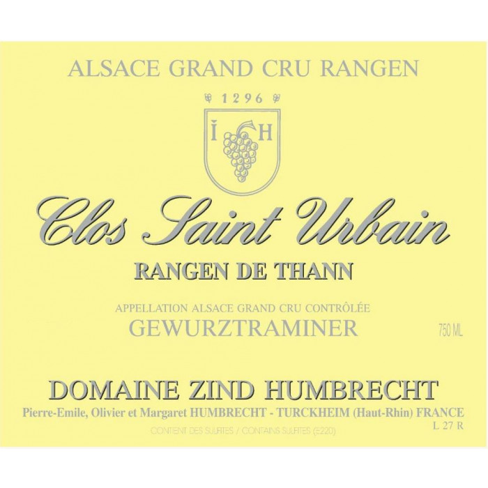 Domaine Zind-Humbrecht Gewürztraminer "Clos Saint Urbain Rangen de Thann" blanc sec 2021 etiquette