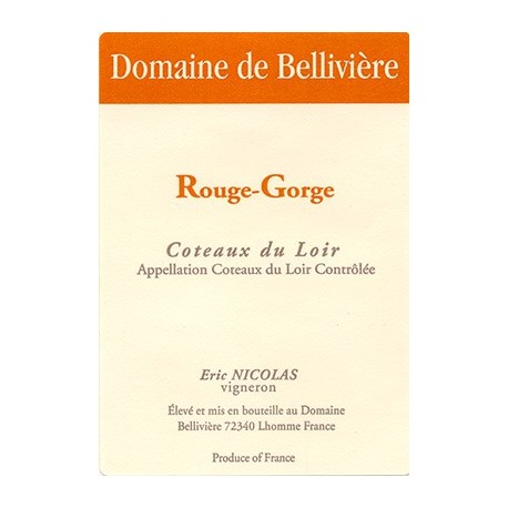 Domaine de Bellivière Coteaux du Loir Rouge Gorge 2013