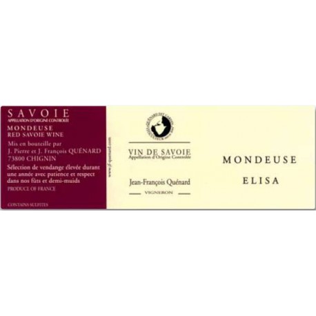 Domaine JP et JF Quenard "Elisa" (mondeuse) rouge 2021 etiquette