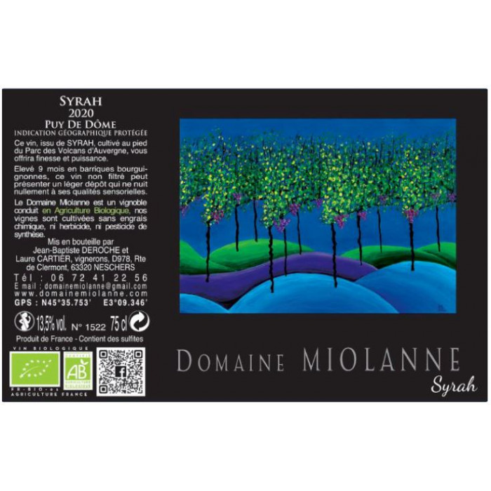 Domaine Miolanne IGP Puy de Dôme "syrah" red 2022