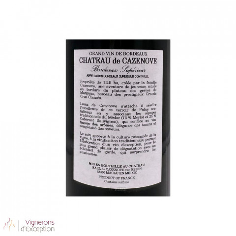Chateau de Cazenove Bordeaux Supérieur rouge 2016 2