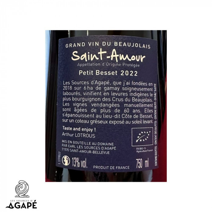 Les Sources d'Agapé Saint-Amour "Petit Besset" rouge 2022