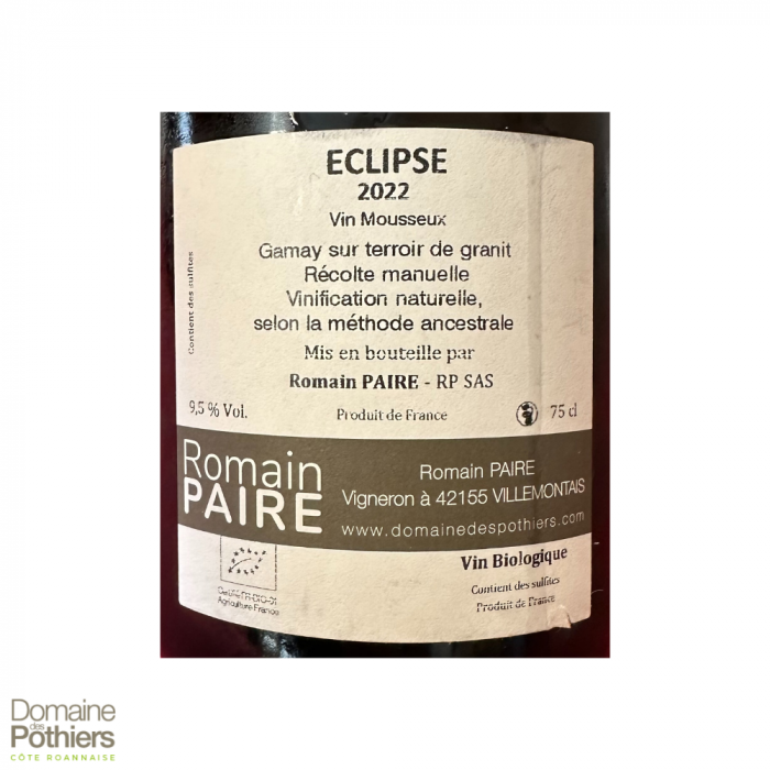 R. Paire (Pothiers) Méthode Ancestrale "Eclipse" brut rosé 2022