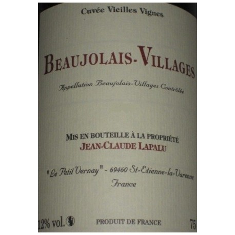 Domaine Jean-Claude Lapalu Beaujolais Villages "vieilles vignes" rouge 2014 (75 cl)