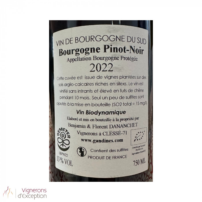 Domaine des Gandines Bourgogne Pinot Noir red 2022