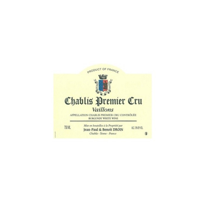 Domaine J-P et Benoit Droin Chablis 1er Cru Vaillons 2022 étiquette