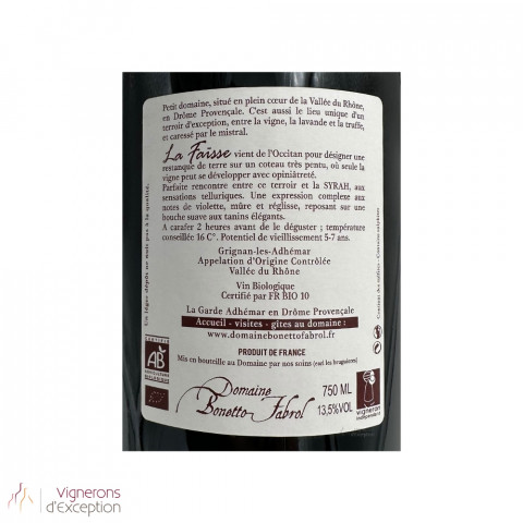 Domaine Bonetto-Fabrol Grignan-les-Adhémar "La Faïsse" rouge 2022 2