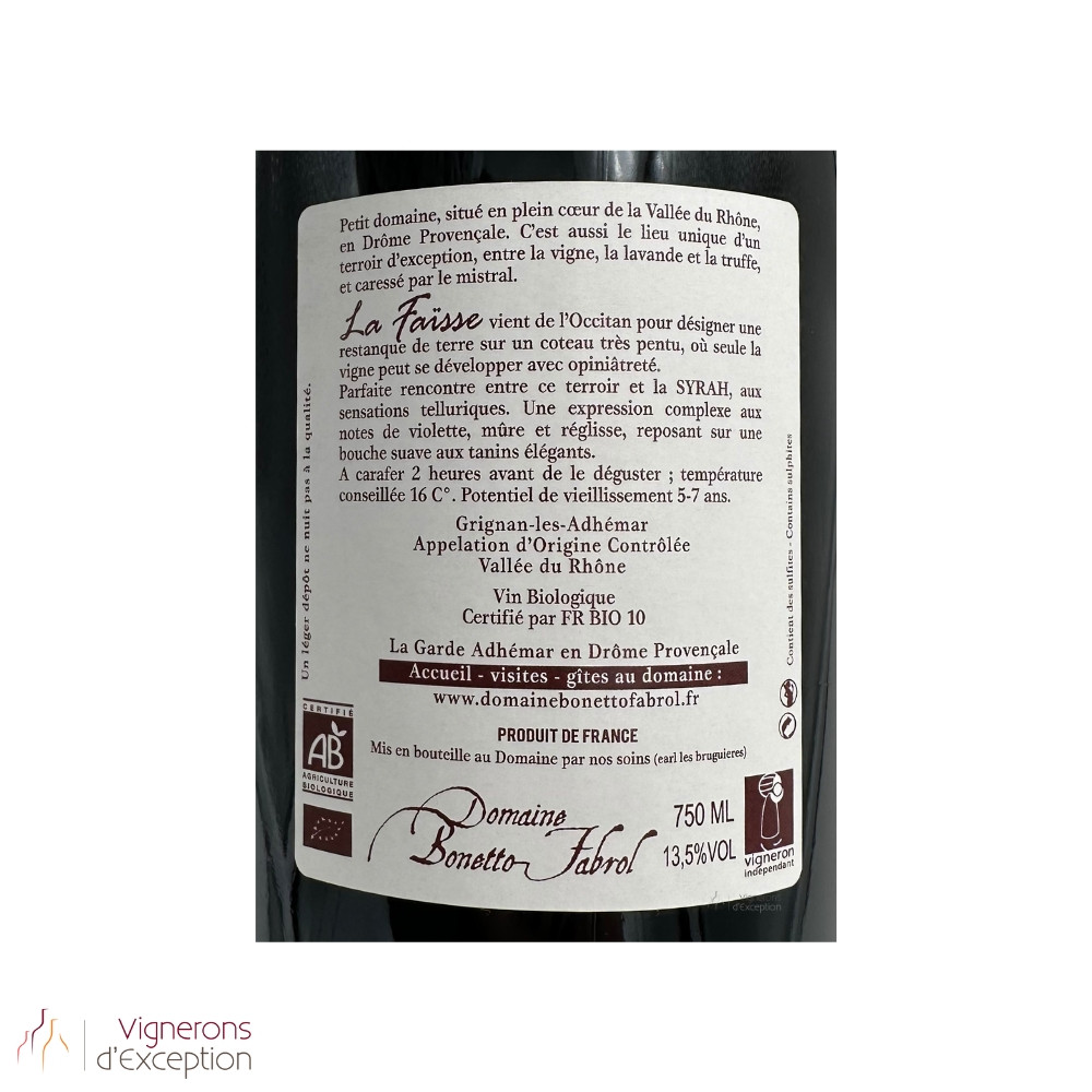 Domaine Bonetto-Fabrol Grignan-les-Adhémar "La Faïsse" red 2022