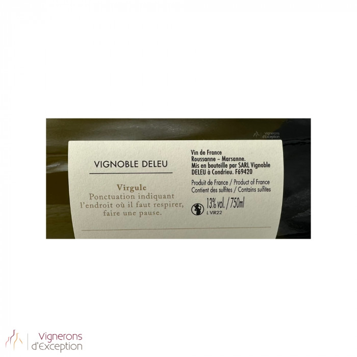 Bryan Deleu VdF "Virgule" (roussanne-marsanne) blanc sec 2022