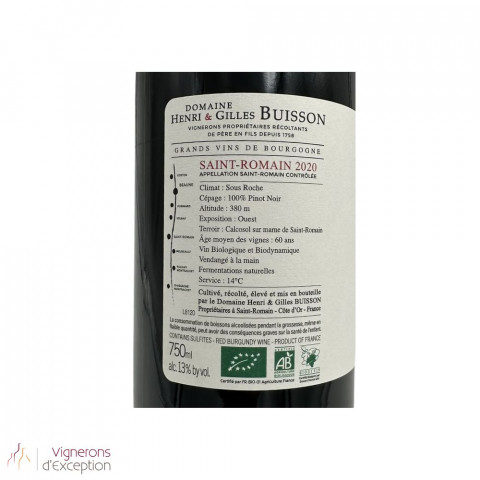 Domaine Henri et Gilles Buisson Saint-Romain "Sous Roche" rouge 2020 2