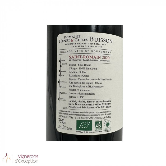 Domaine Henri et Gilles Buisson Saint-Romain "Sous Roche" rouge 2020