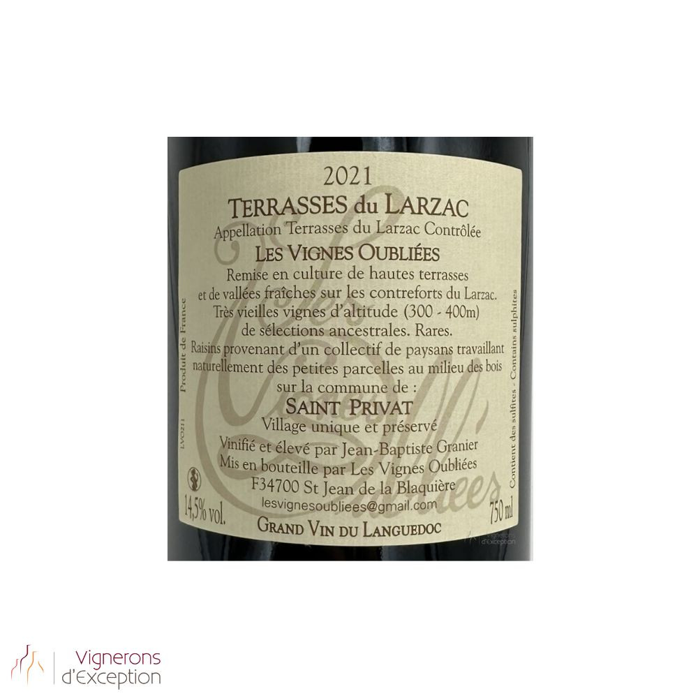 Les Vignes Oubliees, Terrasses du Larzac red 2021