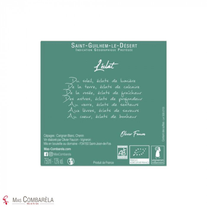 Mas Combarèla "L'éclat" blanc sec 2021