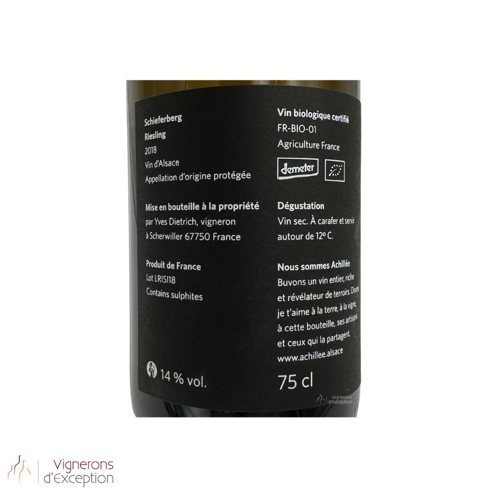 Domaine Achillée Riesling "Schieferberg" blanc sec 2018