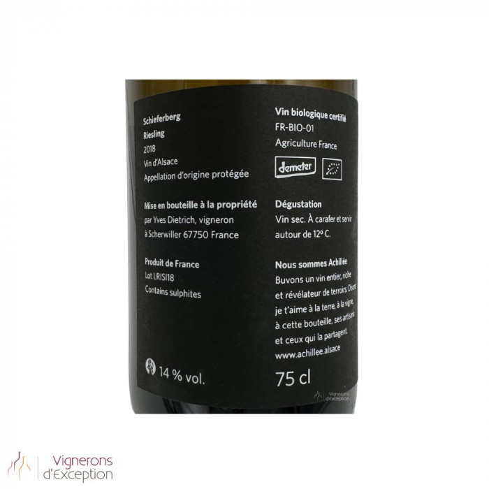 Domaine Achillée Riesling "Schieferberg" blanc sec 2018