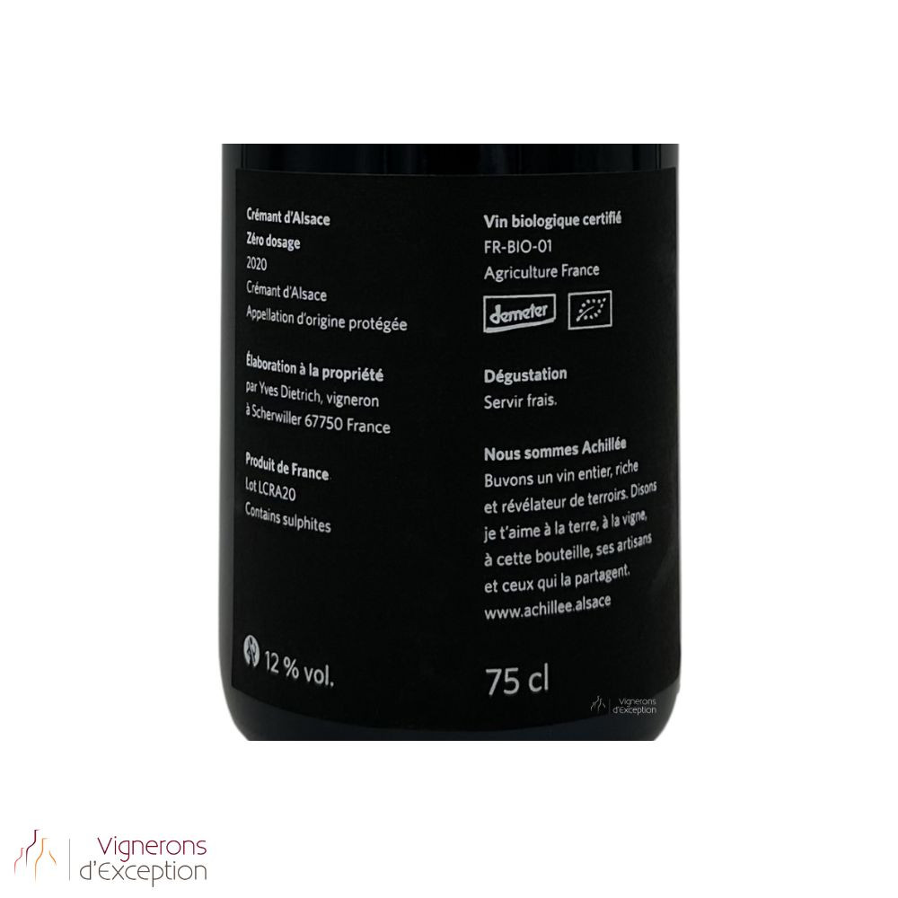 Domaine Achillée "zéro dosage" crémant brut 2020