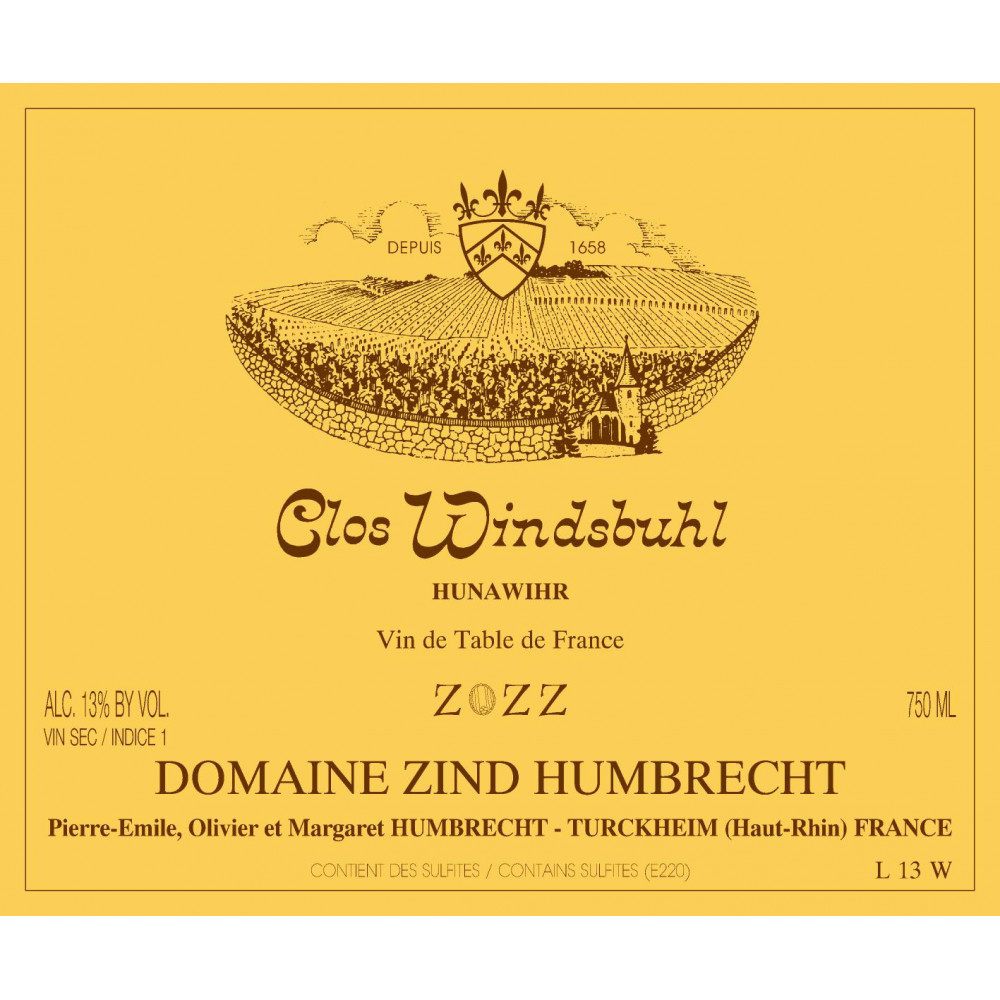 Domaine Zind-Humbrecht Chardonnay "Clos Windsbuhl" blanc sec 2022 etiquette