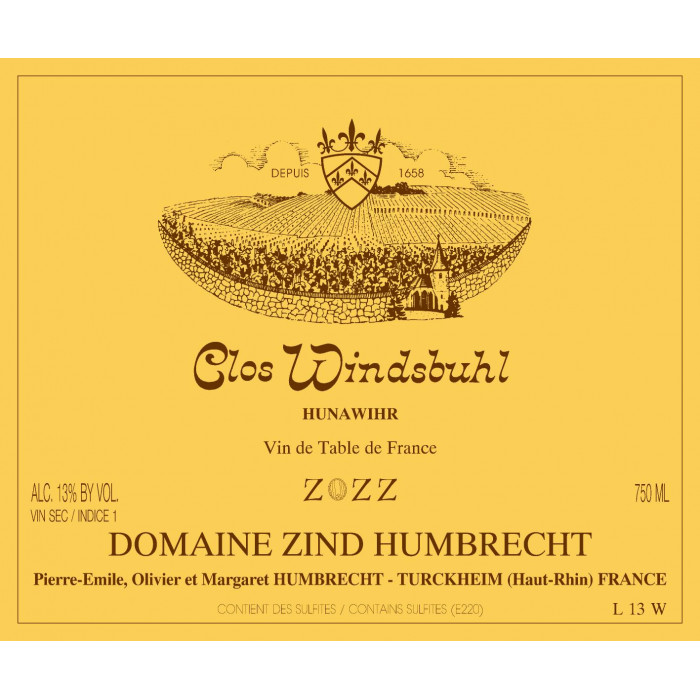 Domaine Zind-Humbrecht Chardonnay "Clos Windsbuhl" blanc sec 2022 etiquette