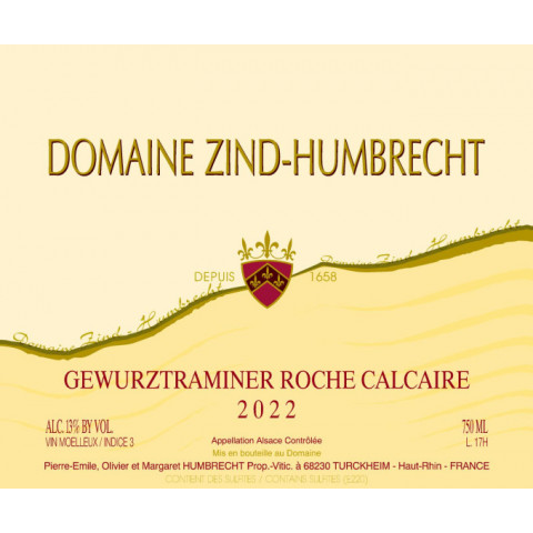 Domaine Zind-Humbrecht Gewurztraminer "Roche Calcaire" blanc moelleux 2022 bouteille 2
