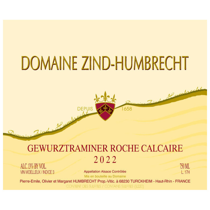Domaine Zind-Humbrecht Gewurztraminer "Roche Calcaire" sweet white 2022