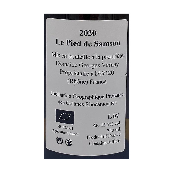 Domaine Georges Vernay "Le Pied de Samson" (Viognier) dry white 2022