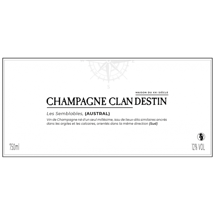 Champagne Clandestin Les Semblables "Austral" Brut Nature 2020 etiquette