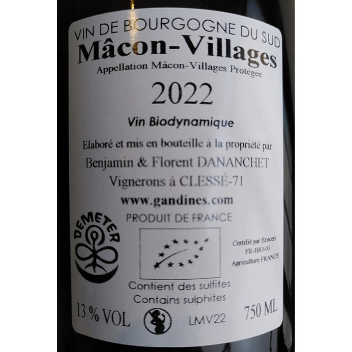 Domaine Des Gandines Mâcon Villages dry white 2022